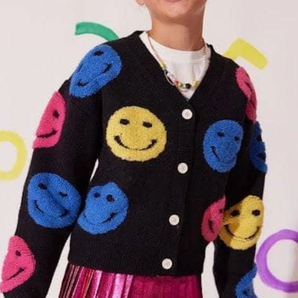 Lola & the Boys Happy emoji Cardigan 8 - Picture 4 of 7